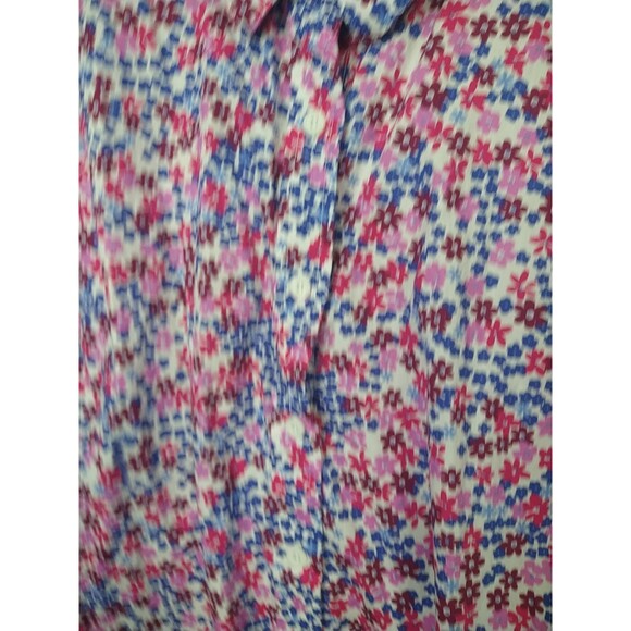 Woman Within 26/28 Shirt Collared Button Pink Blue Floral Cottage LS - Picture 4 of 9